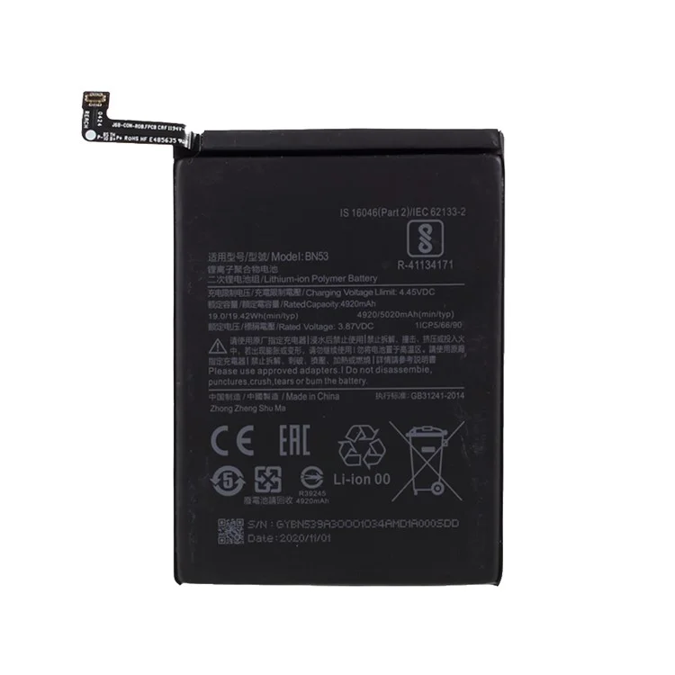 3.85V 4920mAh Assembly Battery Replacement (Encode: BN53) for Xiaomi Redmi Note 9 Pro / Note 10 Pro 4G (Global) (Without Logo)