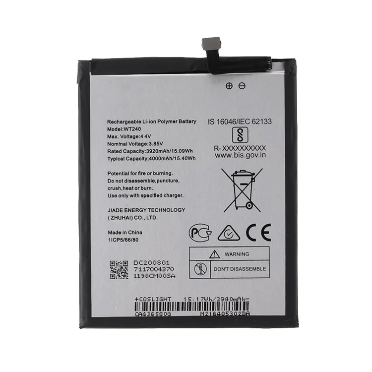 3.85V 3920 Mah Sostituzione Della Batteria (encode: WT240) Per Nokia 2.3/3.2 TA-1154/TA-1156