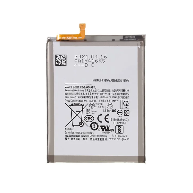 Batería de repuesto de 3,85 V y 4860 mAh de calidad (Código: EB-BA426ABY) para Samsung Galaxy A42 5G/A32 5G/A72 5G