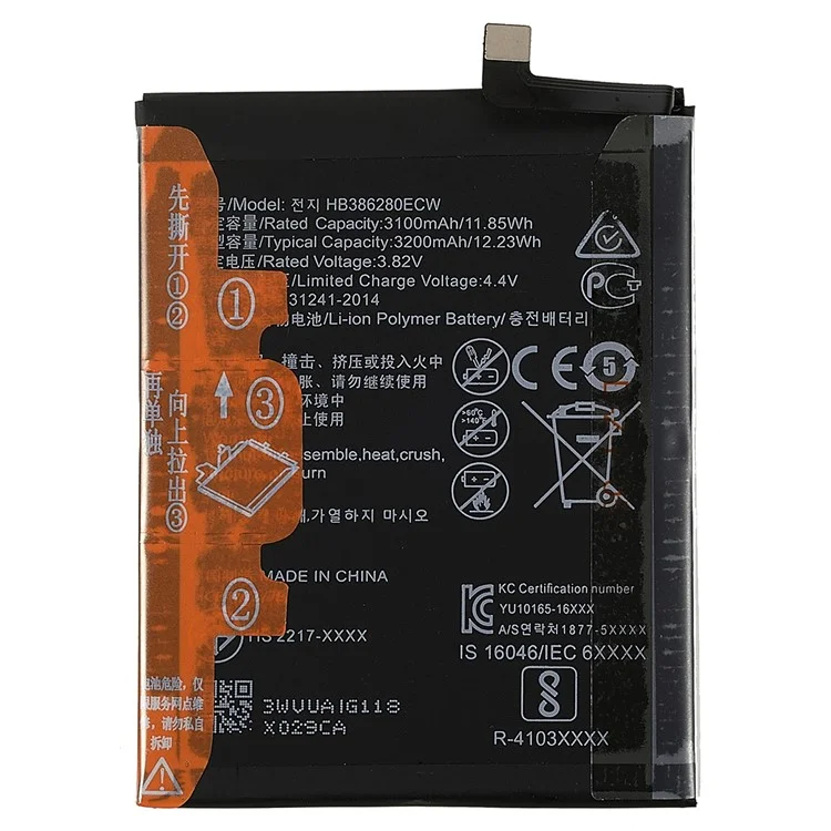 3.82V 3100 Mah Reemplazo de la Batería (codificación: HB386280ECW) (sin Logotipo) Para Huawei P10 / Honor 9 Lite / Honor 9