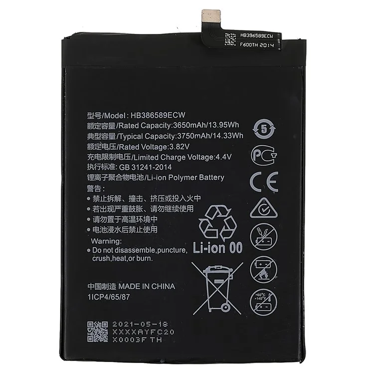 3,95 v 3650mah Batterieersatz (Encode: Hb386589ecw) (ohne Logo) Für Huawei P10 Plus/Mate 20 Lite/nova 3/nova 4/nova 5t/honor 8x/view 10 Lite/Huawei Honor V10/Huawei Ehren 20