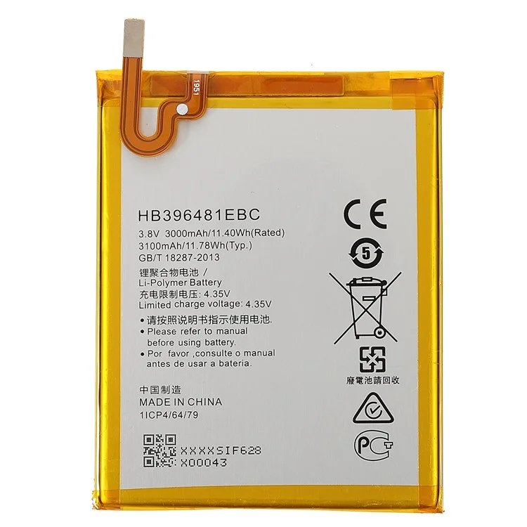 3.85V 3000 Mah Reemplazo de la Batería (codificación: HB396481EBC) (sin Logotipo) Para Huawei G8/D199 Maimang 4/G7 Plus/gr5/honor X5/5X