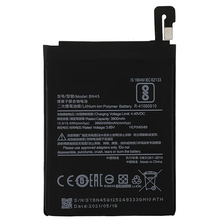 3.85V 3900mAh Battery Replacement (Encode: BN45) (without Logo) for Xiaomi Redmi Note 5 / Note 5 Pro