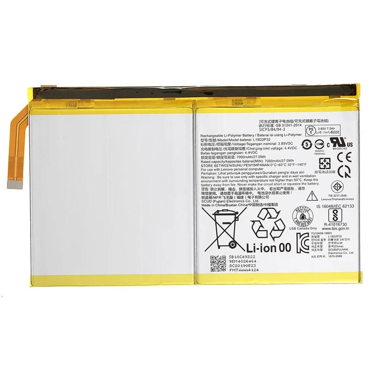 3.85V 7000 Mah Reemplazo de la Batería (codificación: L19D2P32) (sin Logotipo) Para Lenovo Yoga Tab5 YT-X705F 10.1 Pulgadas