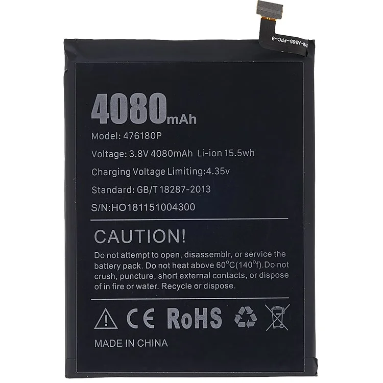 Per Vernee T3 Pro 3.80V 4080mah Gruppo Della Batteria di Sostituzione Del Telefono (encode: 476180P) (senza Logo)