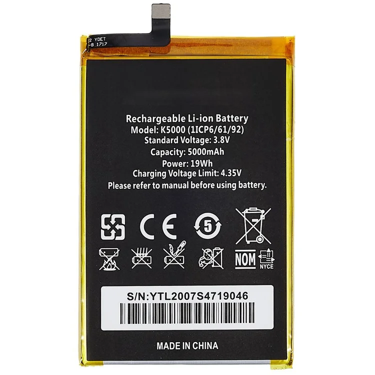 Para Oukitel K5000/k5000 Lite 3.80V 5000 MAh Reemplazo De Batería De Iones De Litio Recargable