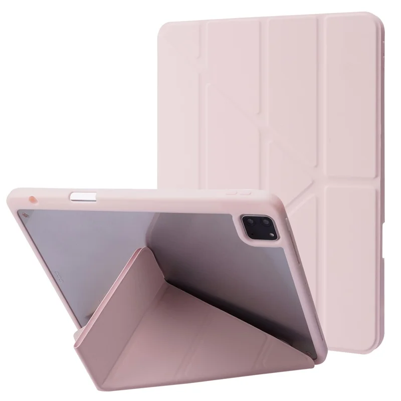 Чехол для iPad Air 13 (2024) из искусственной кожи PU + TPU + акрил со складным подставкой - розовый