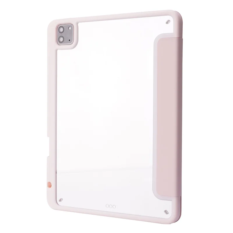 Чехол для iPad Air 13 (2024) из искусственной кожи PU + TPU + акрил со складным подставкой - розовый