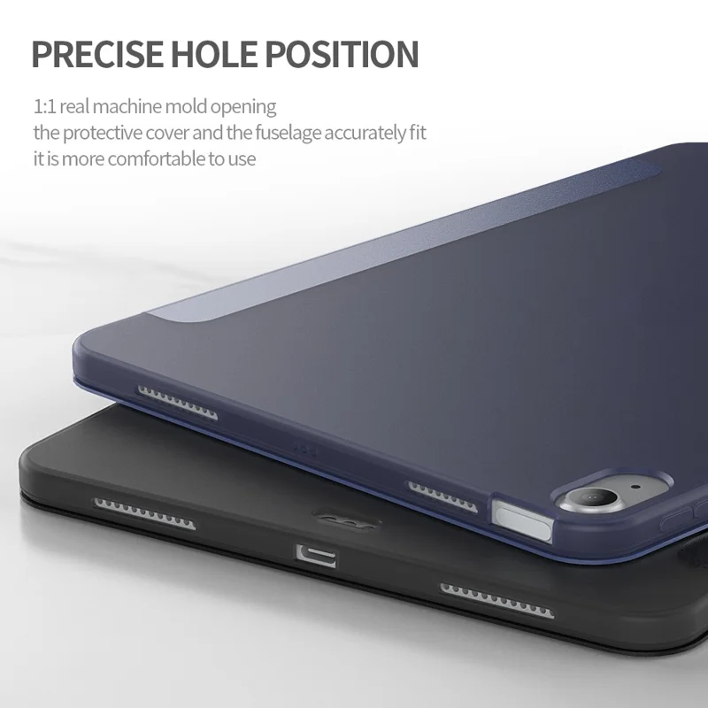 For iPad Air 11 (2026) / (2025) / (2024) / Air (2022) / (2020) Case Tri-Fold Stand PU Leather + TPU Tablet Cover - Dark Blue
