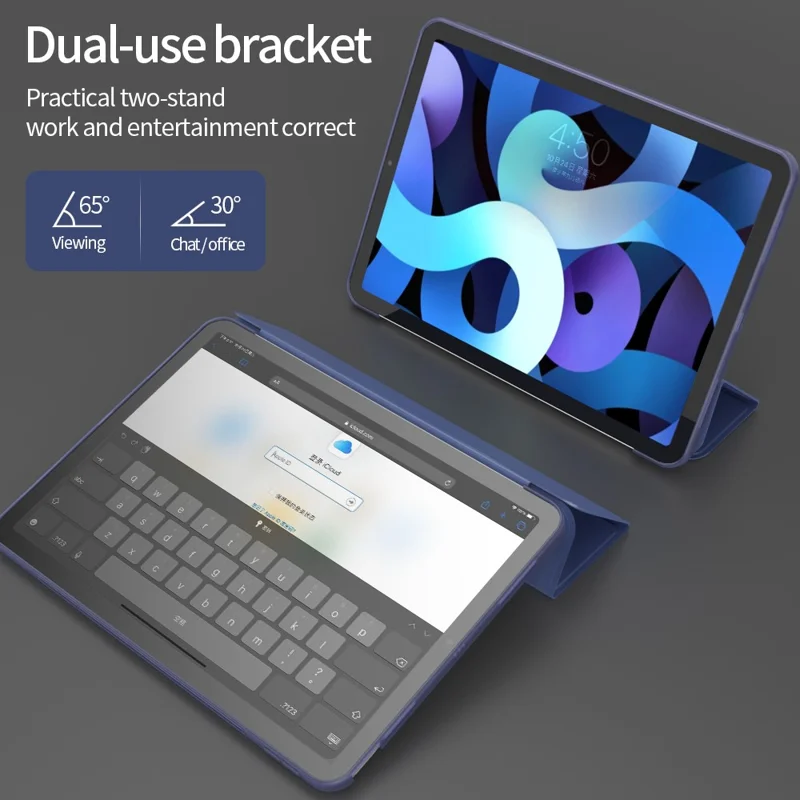 For iPad Air 11 (2026) / (2025) / (2024) / Air (2022) / (2020) Case Tri-Fold Stand PU Leather + TPU Tablet Cover - Dark Blue