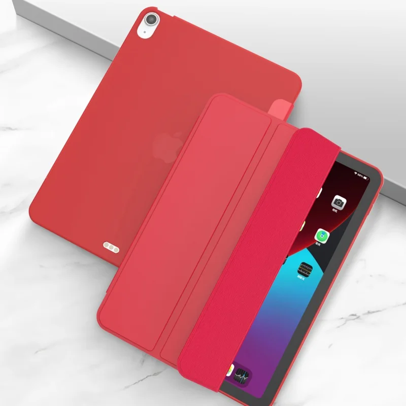 For iPad Air 11 (2026) / (2025) / (2024) / Air (2022) / (2020) Case Tri-Fold Stand PU Leather + TPU Tablet Cover - Red