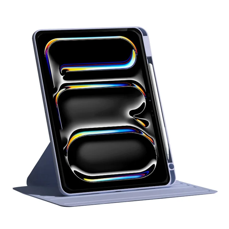 For iPad Pro 13 (2024) Case PU Leather Rotating Stand Tablet Cover with Pen Holder - Purple