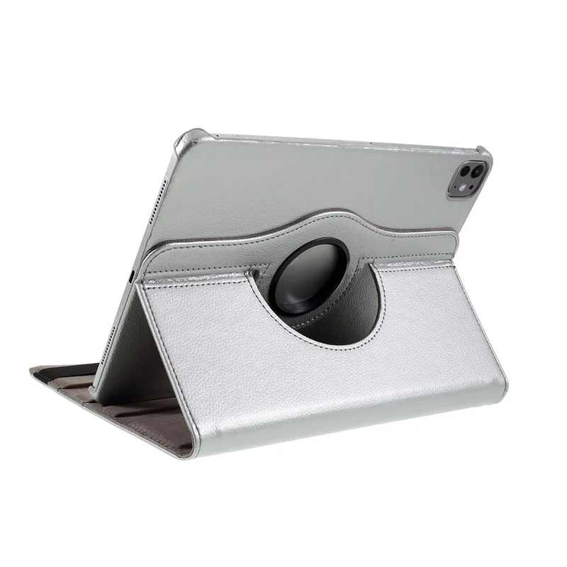 For iPad Pro 13 (2025) / 13 (2024) Case PU Leather Tablet Cover 360 Degree Rotating Stand - Silver