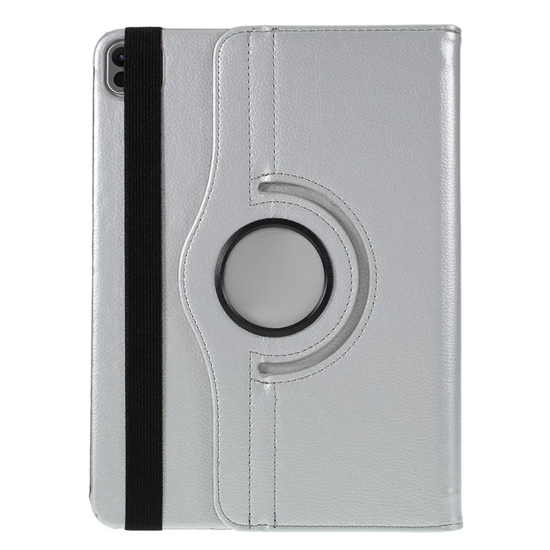 For iPad Pro 13 (2025) / 13 (2024) Case PU Leather Tablet Cover 360 Degree Rotating Stand - Silver