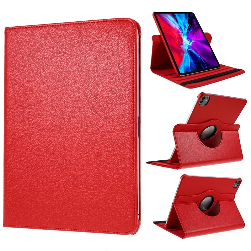 Voor iPad Pro 13 (2024) Hoesje PU Leren Tabletcover met 360-graden Draaistandaard - Rood