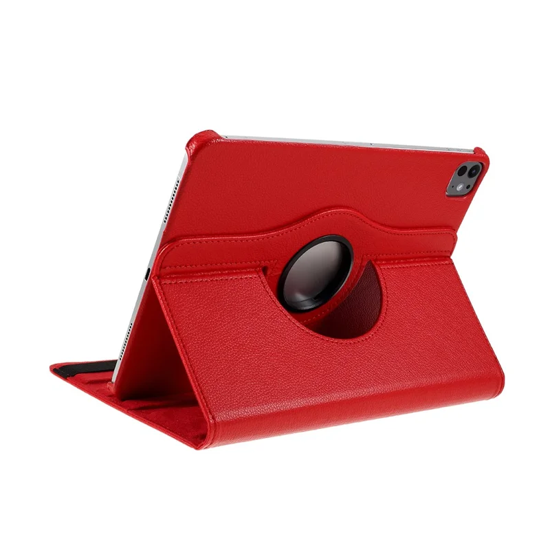 Voor iPad Pro 13 (2024) Hoesje PU Leren Tabletcover met 360-graden Draaistandaard - Rood