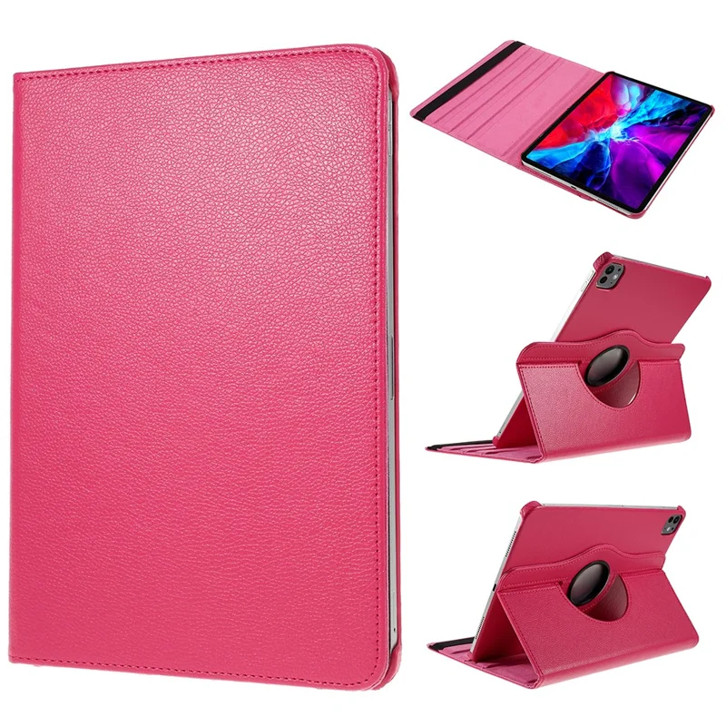 For iPad Pro 13 (2025) / 13 (2024) Case PU Leather Tablet Cover 360 Degree Rotating Stand - Rose