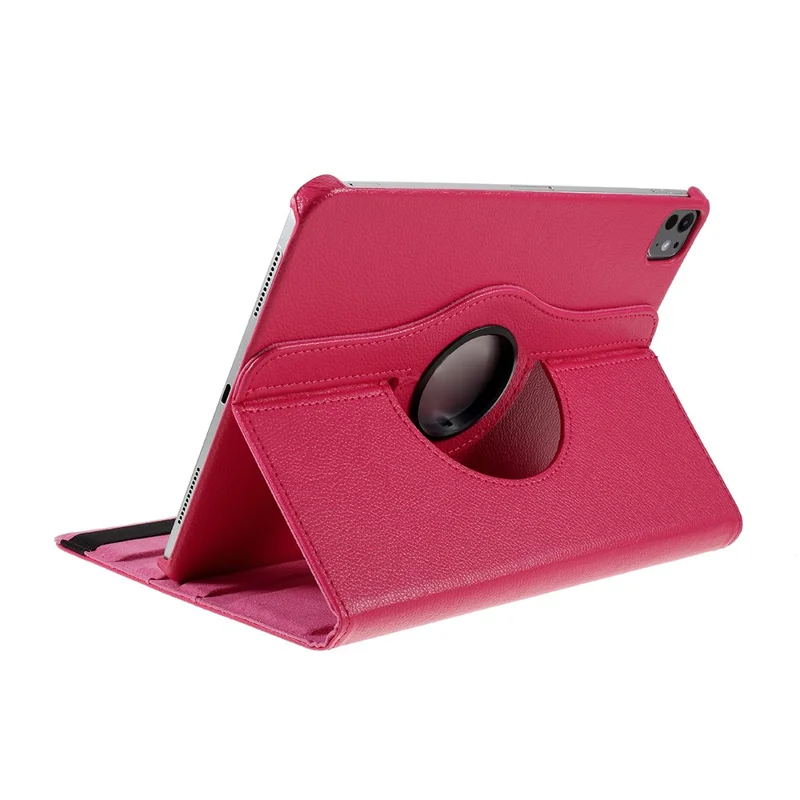 For iPad Pro 13 (2025) / 13 (2024) Case PU Leather Tablet Cover 360 Degree Rotating Stand - Rose