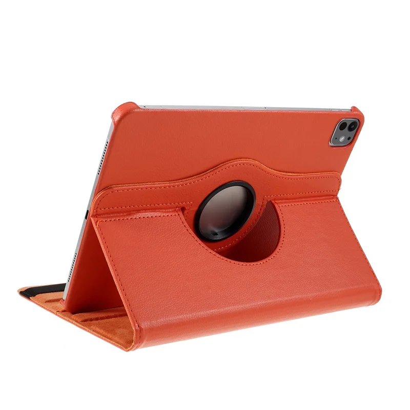 For iPad Pro 13 (2025) / 13 (2024) Case PU Leather Tablet Cover 360 Degree Rotating Stand - Orange
