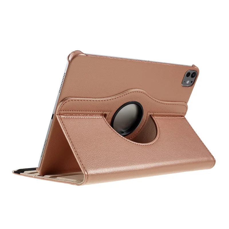 Für iPad Pro 13 (2024) Hülle PU-Leder Tabletthülle 360 Grad drehbarer Ständer - Roségold