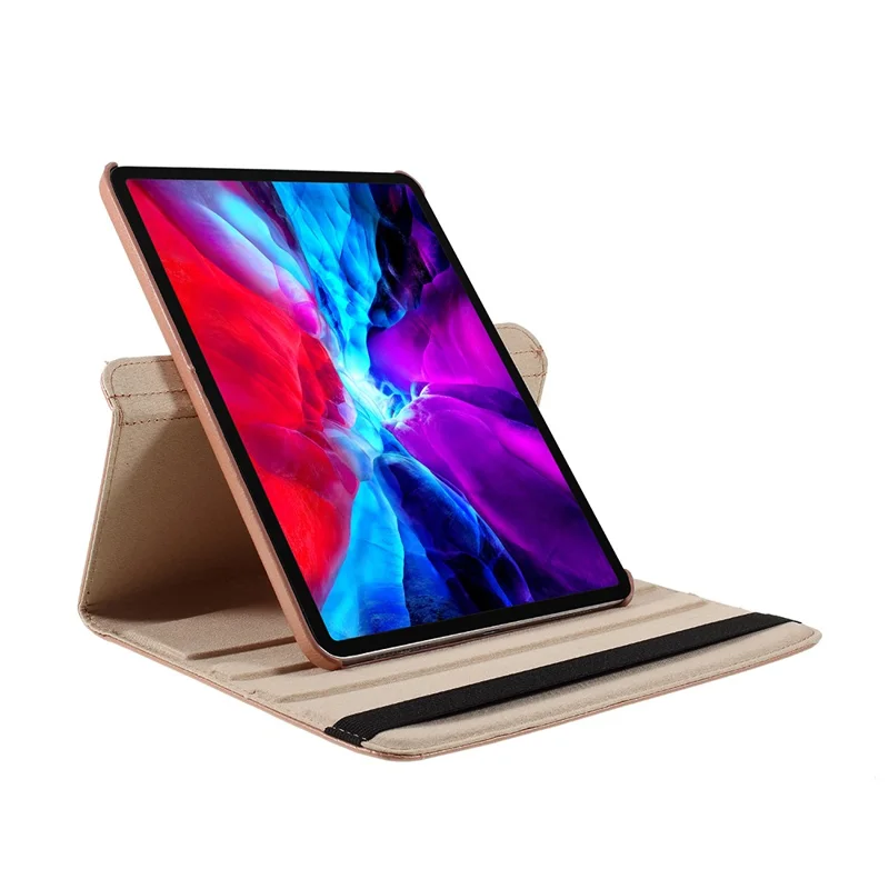 Für iPad Pro 13 (2024) Hülle PU-Leder Tabletthülle 360 Grad drehbarer Ständer - Roségold