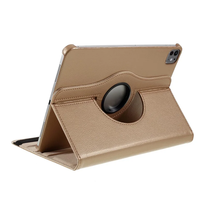 For iPad Pro 13 (2025) / 13 (2024) Case PU Leather Tablet Cover 360 Degree Rotating Stand - Gold