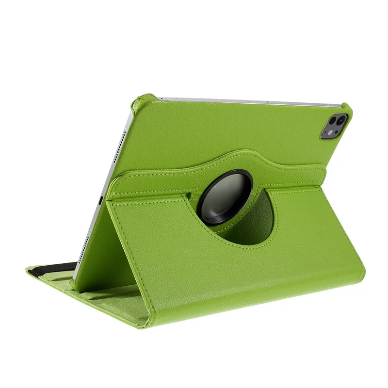 For iPad Pro 13 (2024) Case PU Leather Tablet Cover 360 Degree Rotating Stand - Green