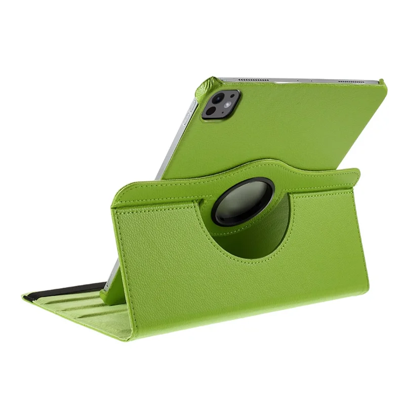 For iPad Pro 13 (2024) Case PU Leather Tablet Cover 360 Degree Rotating Stand - Green