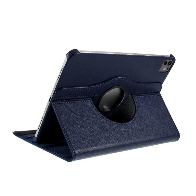 For iPad Pro 13 (2025) / 13 (2024) Case PU Leather Tablet Cover 360 Degree Rotating Stand - Dark Blue