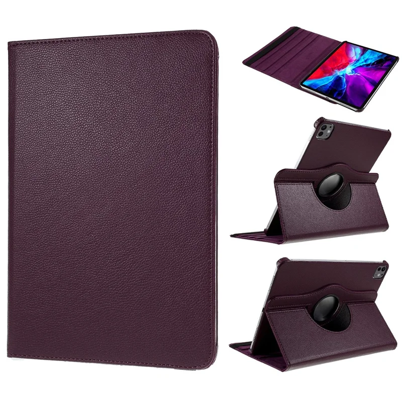 For iPad Pro 13 (2025) / 13 (2024) Case PU Leather Tablet Cover 360 Degree Rotating Stand - Purple