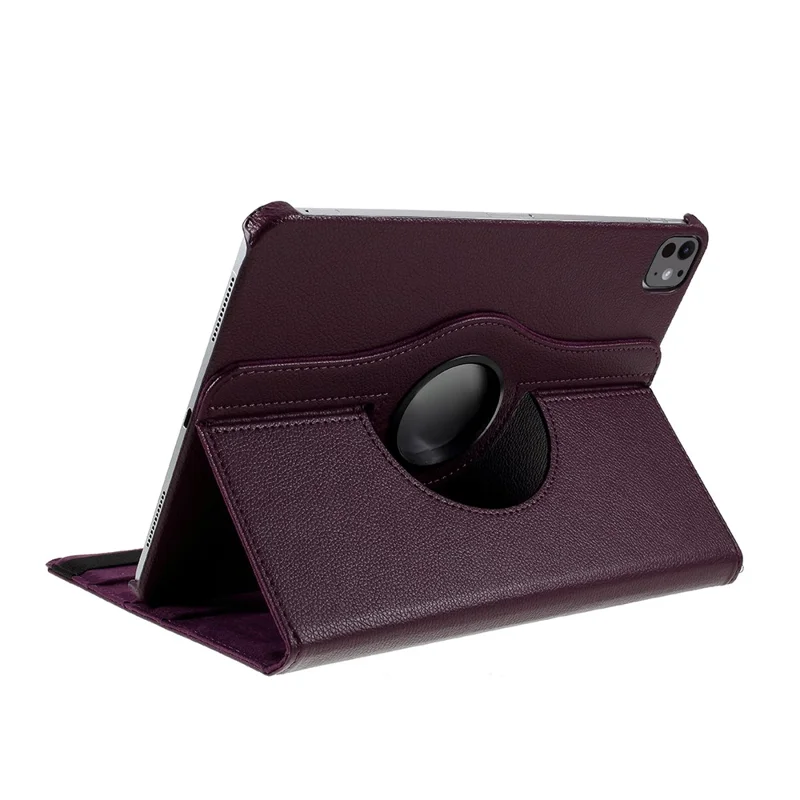 For iPad Pro 13 (2025) / 13 (2024) Case PU Leather Tablet Cover 360 Degree Rotating Stand - Purple