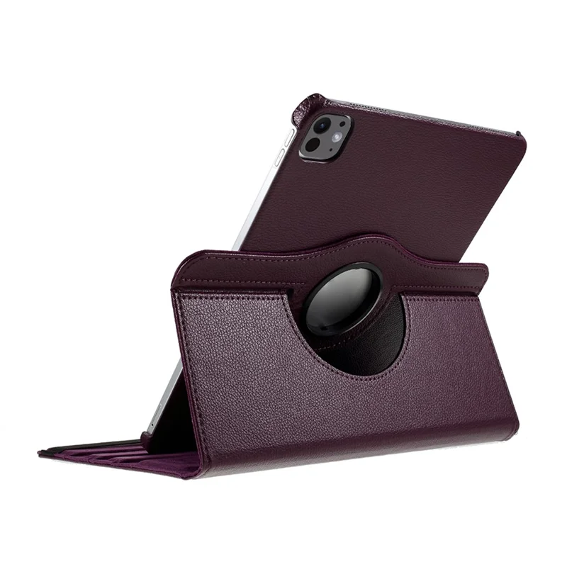 For iPad Pro 13 (2025) / 13 (2024) Case PU Leather Tablet Cover 360 Degree Rotating Stand - Purple