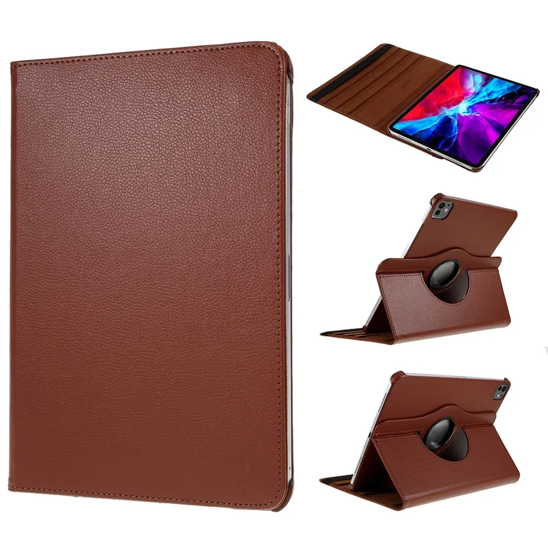 For iPad Pro 13 (2025) / 13 (2024) Case PU Leather Tablet Cover 360 Degree Rotating Stand - Brown