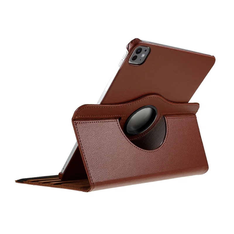 For iPad Pro 13 (2025) / 13 (2024) Case PU Leather Tablet Cover 360 Degree Rotating Stand - Brown