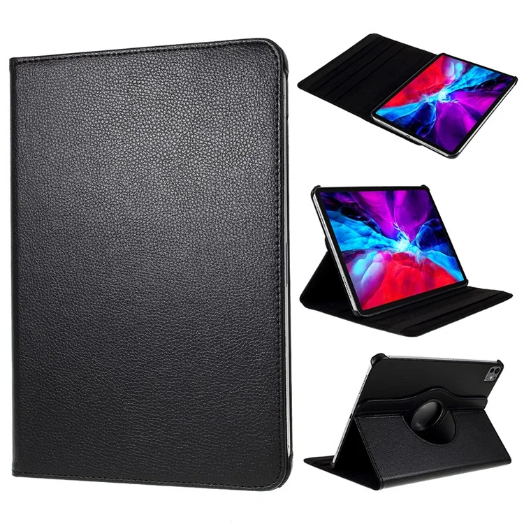 For iPad Pro 11 (2024) Case Rotating Stand PU Leather Protective Cover - Black