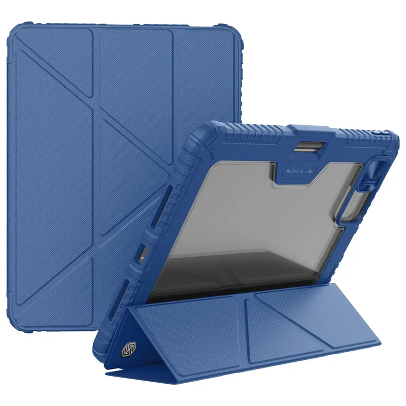 NILLKIN Bumper Leather Case Pro for iPad Pro 13 (2025) / 13 (2024) Tablet Cover Anti-Fall Auto Wake / Sleep Case - Blue