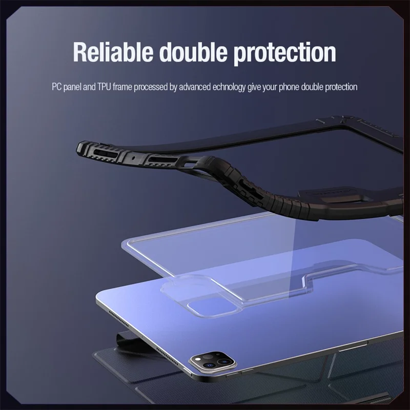 NILLKIN Bumper Leather Case Pro for iPad Pro 13 (2025) / 13 (2024) Tablet Cover Anti-Fall Auto Wake / Sleep Case - Blue