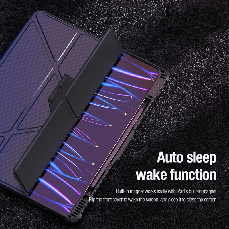 NILLKIN Bumper Leather Case Pro for iPad Pro 13 (2025) / 13 (2024) Tablet Cover Anti-Fall Auto Wake / Sleep Case - Blue