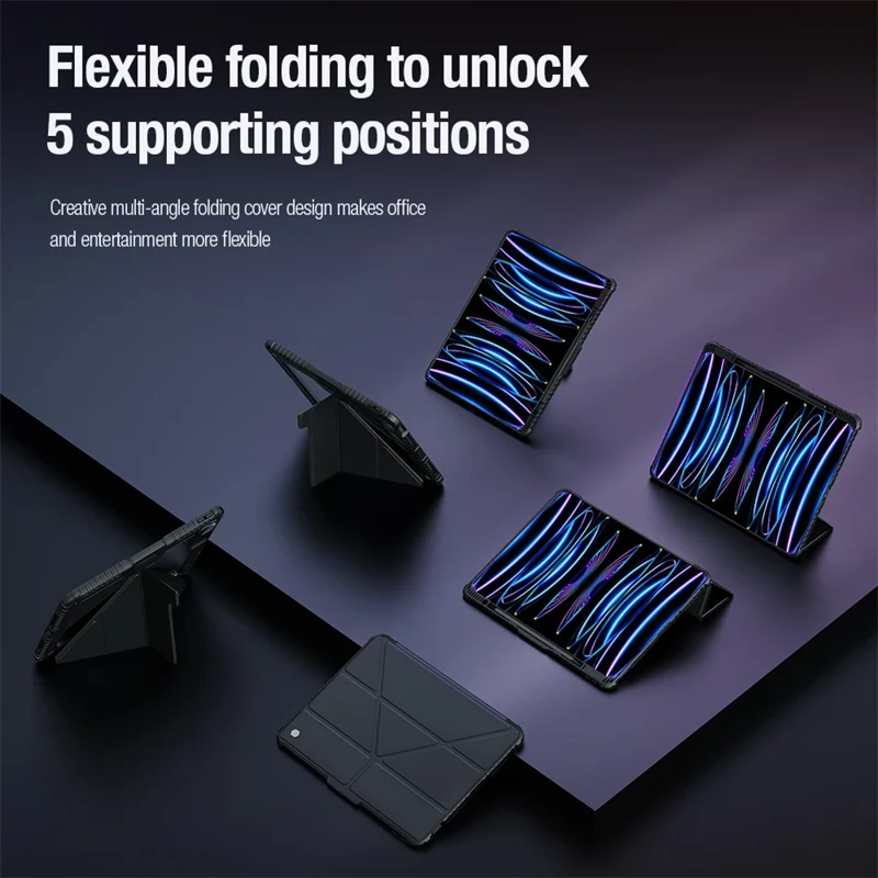 NILLKIN Bumper Leather Case Pro for iPad Pro 13 (2025) / 13 (2024) Tablet Cover Anti-Fall Auto Wake / Sleep Case - Blue