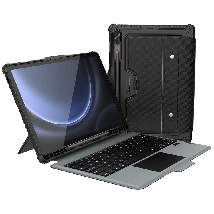 NILLKIN For Samsung Galaxy Tab S9 FE+ Tablet Case with Detachable Bluetooth-compatible Keyboard (Backlight Version)