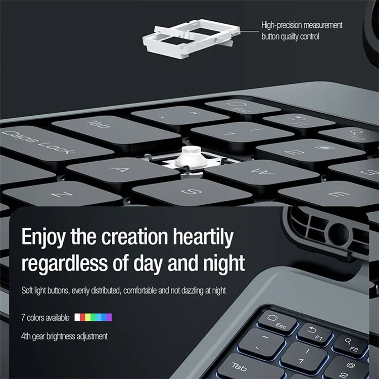 NILLKIN For Samsung Galaxy Tab S9 FE+ Tablet Case with Detachable Bluetooth-compatible Keyboard (Backlight Version)