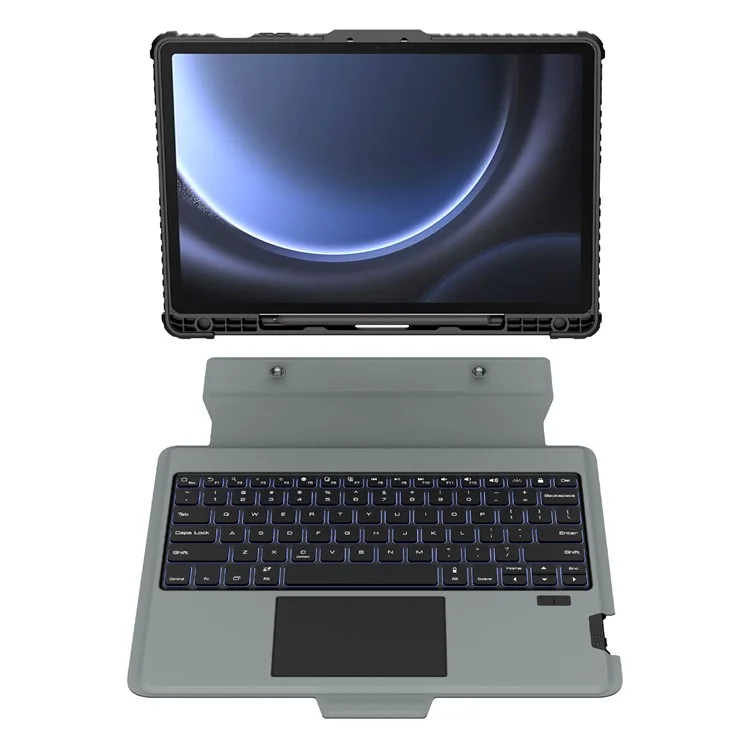 NILLKIN For Samsung Galaxy Tab S9 FE+ Tablet Case with Detachable Bluetooth-compatible Keyboard (Backlight Version)