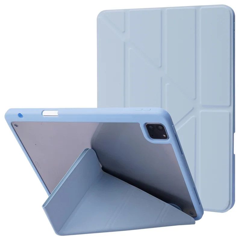 For iPad Pro 11 (2024) Case Origami Stand Leather Smart Cover with Pen Holder - Baby Blue