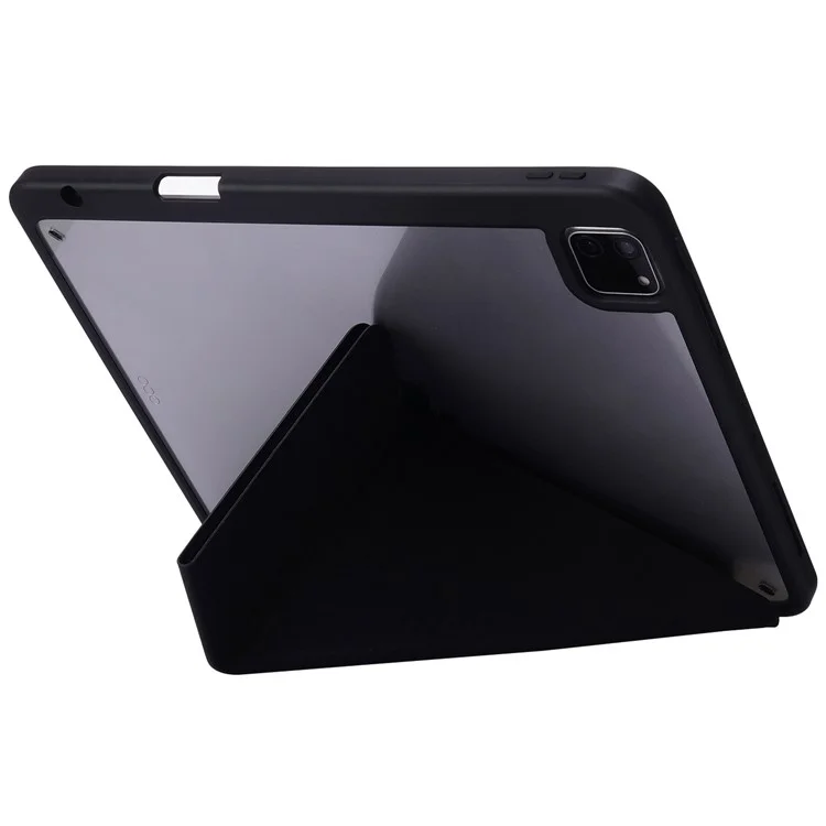 Capa para iPad Pro 11 (2024) Origami Stand Capa inteligente de couro com suporte para caneta - Preto
