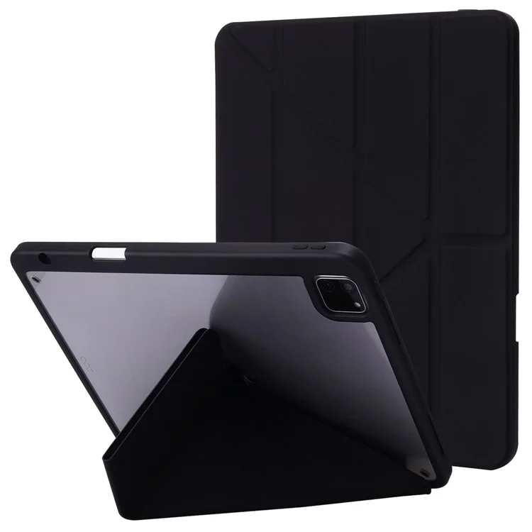 Para iPad Pro 13 (2024) Estojo de Origami Stand Capa de Couro com Despertar / Dormir Automático - Preto