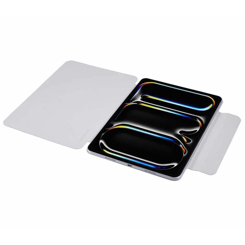 غطاء لوحي لجهاز iPad Pro 11 (2025) / 11 (2024) من جلد PU مغناطيسي واقي مع حامل - رمادي