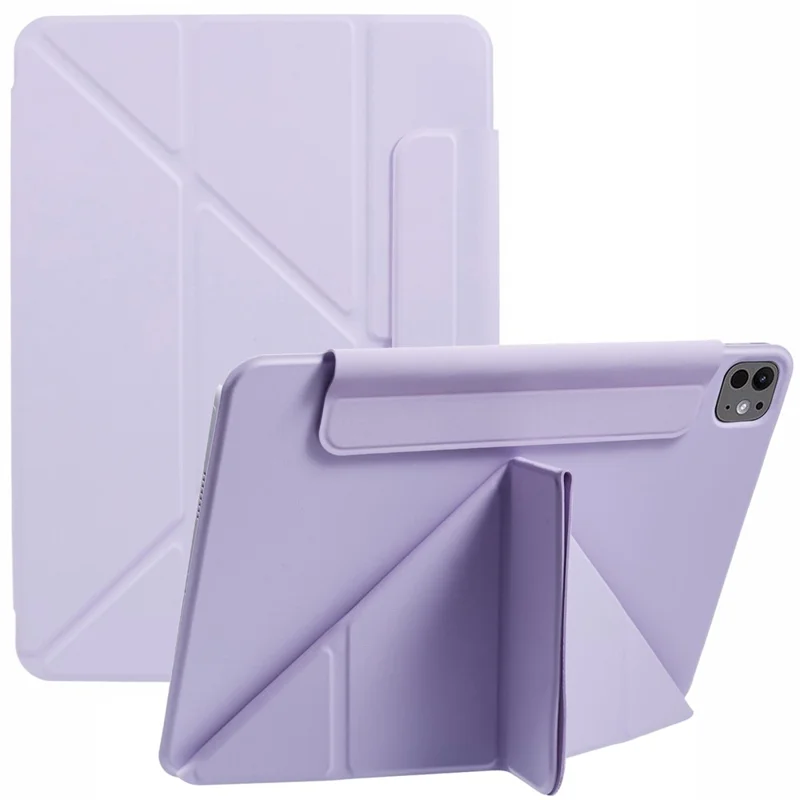 For iPad Pro 11 (2024) Tablet Cover Magnetic PU Leather Protective Case with Stand - Purple