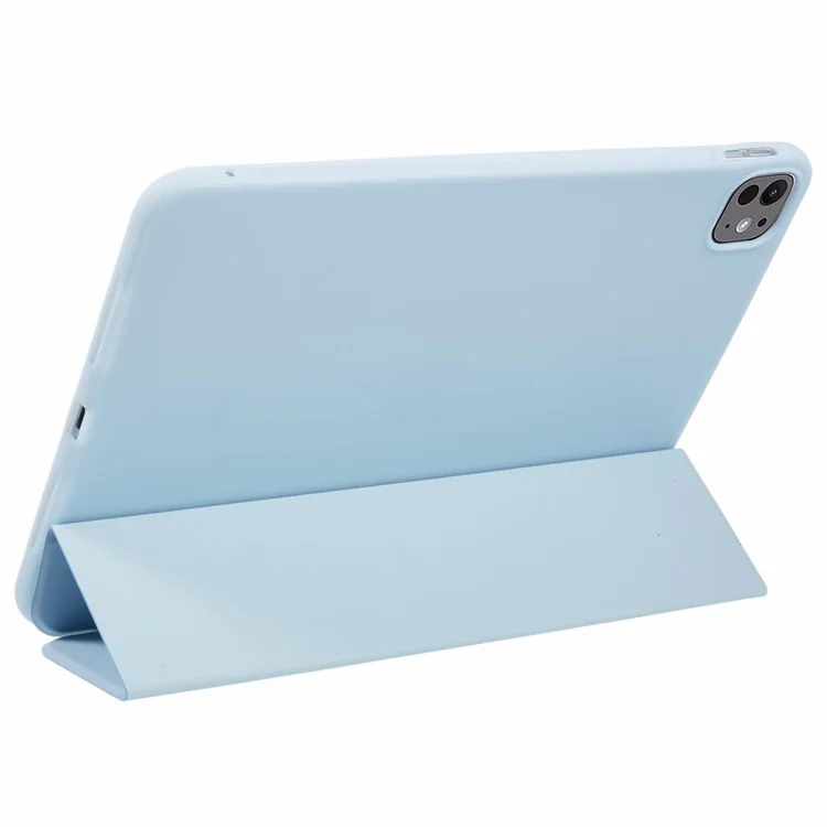 Für iPad Pro 11 (2024) Case Tri-Fold Stand PU Leder + TPU Smart Cover - Baby Blau