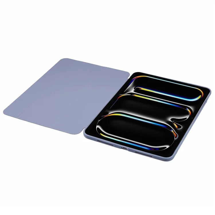 Para o iPad Pro 11 (2024) Estojo Tri-Fold Stand PU Leather + TPU Smart Cover - Azul Escuro