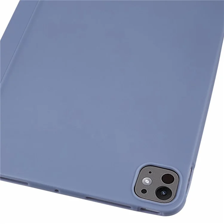 Para o iPad Pro 11 (2024) Estojo Tri-Fold Stand PU Leather + TPU Smart Cover - Azul Escuro